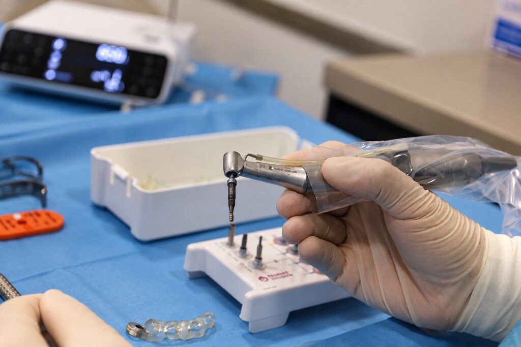Instrumental quirúrgico preparado para colocar implantes